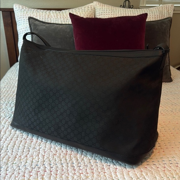 EUC Gucci Black Monogram XL Canvas Duffel Bag with Leather Strap/Leather Base - Picture 3 of 9